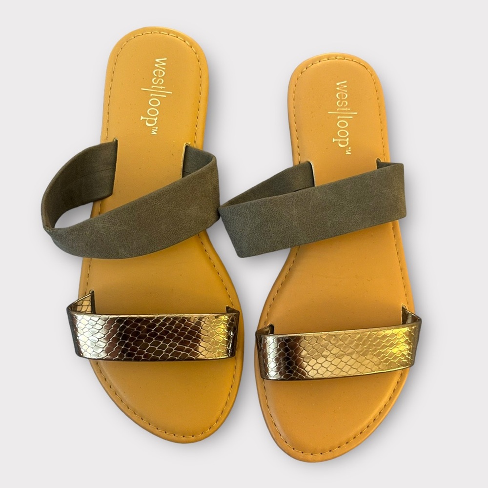 Gray and Silver West Loop Sandals 5/6
